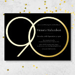 Elegant Simple Modern Black Gold 90th Birthday<br><div class="desc">Elegant Simple Modern Black Gold 90th Birthday Foil Invitation. Minimalist birthday invitation design, simple yet classy and elegant with real gold foil. Great for a black & gold themed party! This is a customisable template, if you need some help customising it simply contact the designer by clicking on the 'Message'...</div>