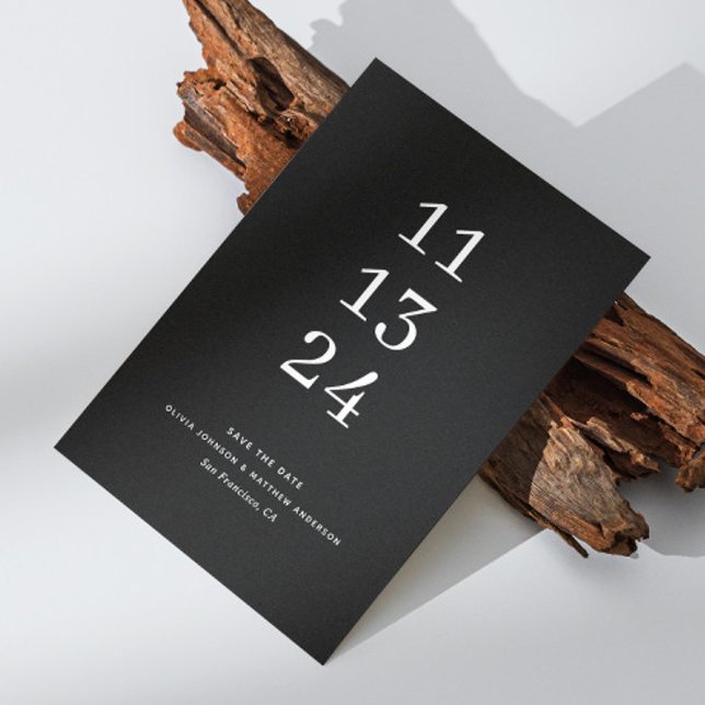 Elegant simple modern black minimalist wedding save the date (Creator Uploaded)