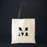 Elegant Simple Modern Black Personalised Monogram Tote Bag<br><div class="desc">This elegant and modern black tote bag is the ultimate accessory for any party or bridesmaid gift. It features a sleek, minimalist design that’s perfect for any occasion. The sophisticated black colour exudes timeless elegance, while the personalised monogram Name Initial adds a touch of individuality and charm. This tote is...</div>