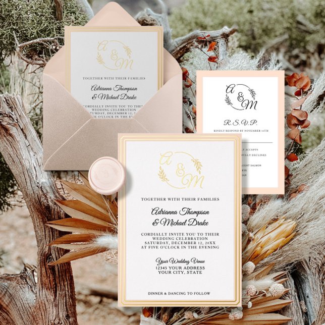Elegant Simple Modern Blush Pink Gold Foil Wedding (Creator Uploaded)