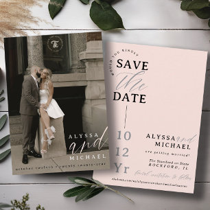 Elegant Simple Modern Blush Pink Photo Wedding Save The Date