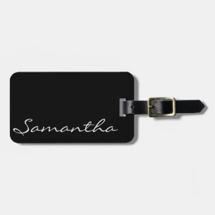 elegant simple modern chic trendy monogram black luggage tag
