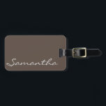 elegant simple modern chic trendy monogram grey luggage tag<br><div class="desc">This stunning,  sophisticated design features your name,  or any custom text,  in a light steel grey on a solid dark grey background.</div>