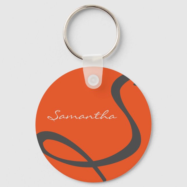 elegant simple modern chic trendy monogram orange key ring (Front)