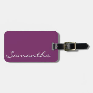 elegant simple modern chic trendy monogram purple luggage tag