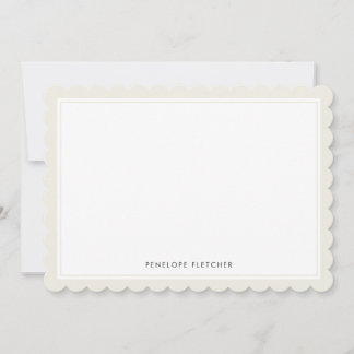 Elegant Simple Modern Cream Scalloped Edge Card