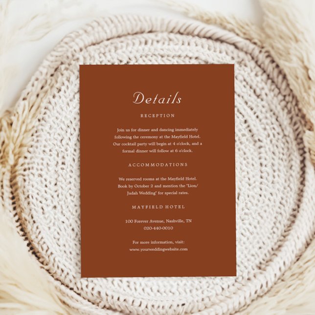 Elegant Simple Modern Details Wedding Enclosure Card (Creator Uploaded)