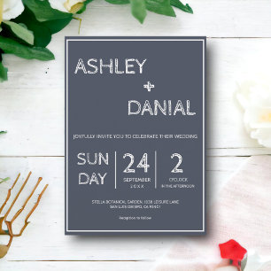 Elegant Simple Modern Doodle Script Framed Wedding Invitation