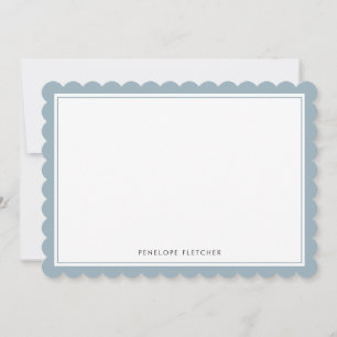 Elegant Simple Modern Dusty Blue Scalloped Edge Card