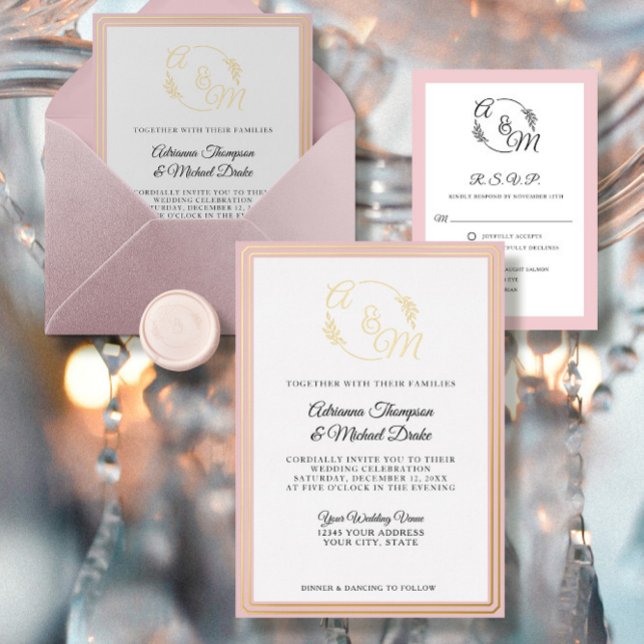 Elegant Simple Modern Dusty Pink Gold Foil Wedding (Creator Uploaded)