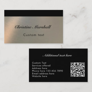 Elegant Simple Modern Faux Brushed Metal QR Code Business Card