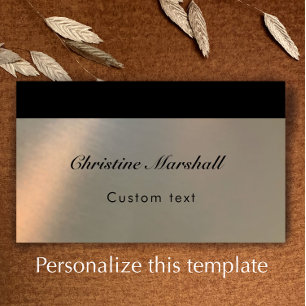 Elegant Simple Modern Faux Brushed Metal QR Code Business Card