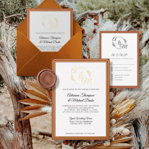 Elegant Simple Modern Gold Burnt Orange Wedding