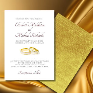 Elegant Simple Modern Gold  Rings Wedding Invitation