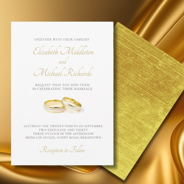 Elegant Simple Modern Gold  Rings Wedding Invitation (Creator Uploaded)