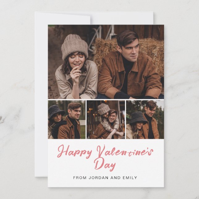 Elegant Simple Modern Happy Valentine's Day Photo Holiday Card (Front)