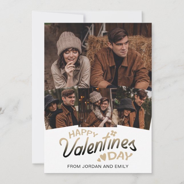 Elegant Simple Modern Happy Valentine's Day Photo Holiday Card (Front)