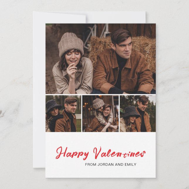 Elegant Simple Modern Happy Valentine's Day Photo Holiday Card (Front)