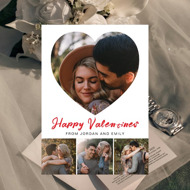 Elegant Simple Modern Happy Valentine's Day Photo Holiday Card (Creator Uploaded)