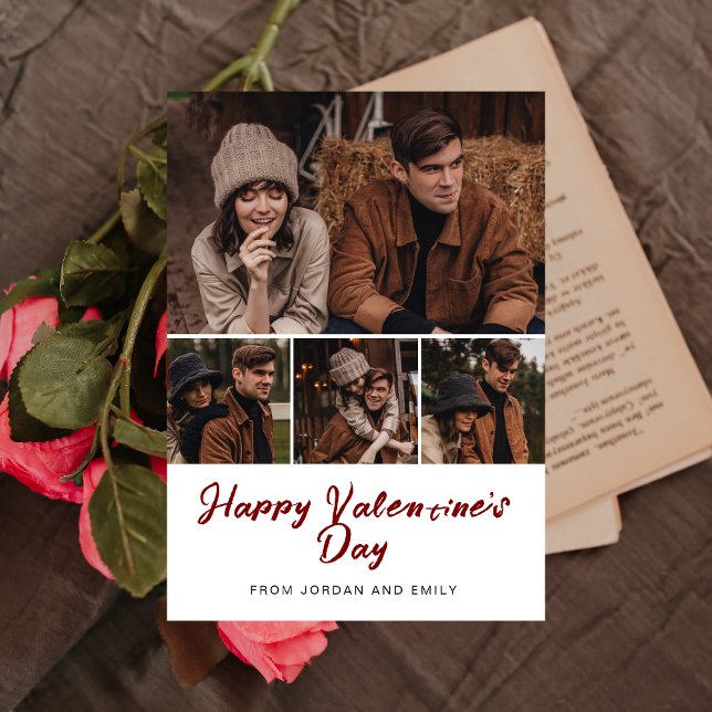 Elegant Simple Modern Happy Valentine's Day Photo Holiday Card (Creator Uploaded)