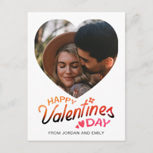Elegant Simple Modern Happy Valentine's Day Photo Holiday Postcard