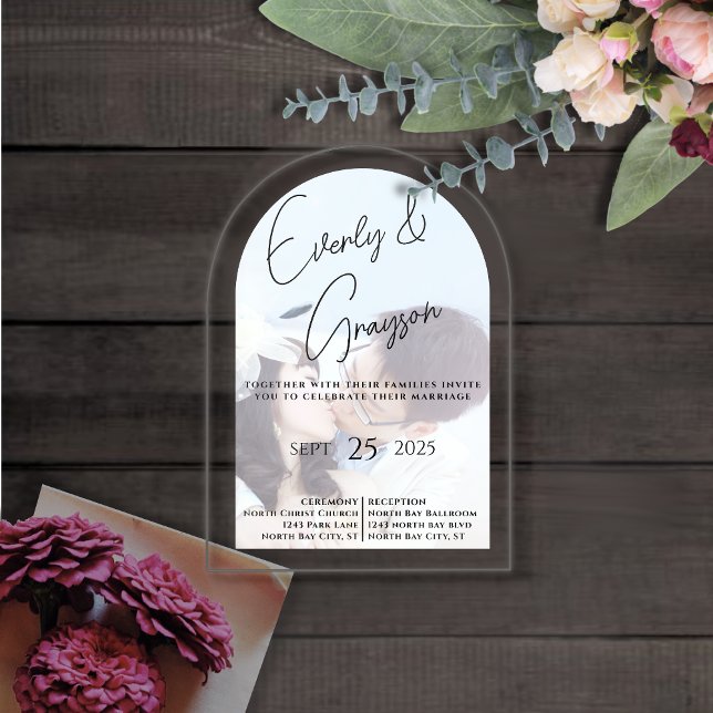 Elegant Simple Modern Minimalist Photo Wedding Acrylic Invitations (Creator Uploaded)