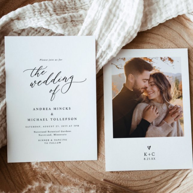Elegant Simple Modern Minimalist Photo Wedding Invitation (Creator Uploaded)