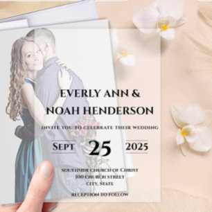 Elegant Simple Modern Minimalist Wedding Vellum Invitations