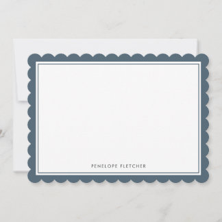Elegant Simple Modern Navy Blue Scalloped Edge Card