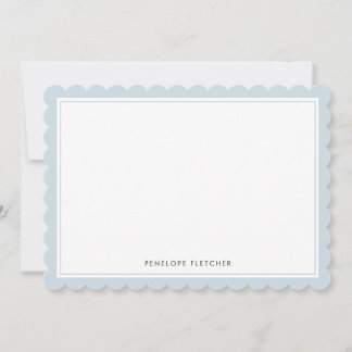 Elegant Simple Modern Pale Blue Scalloped Edge Card