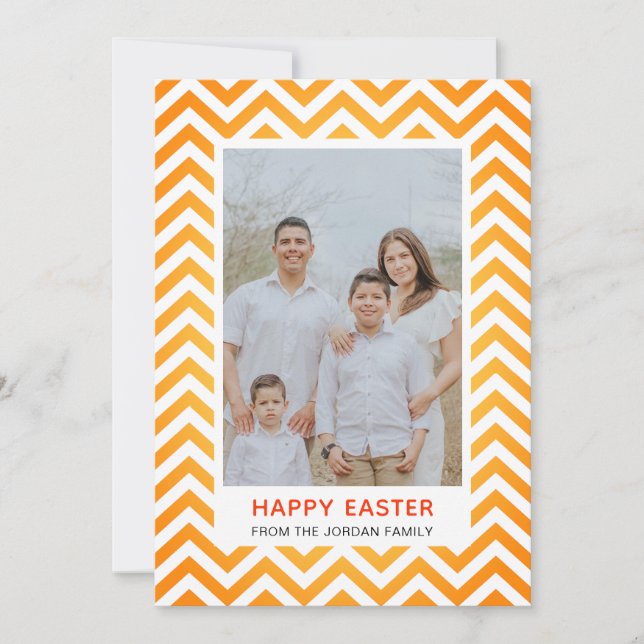 Elegant Simple Modern Pattern Happy Easter Photo Holiday Card (Front)