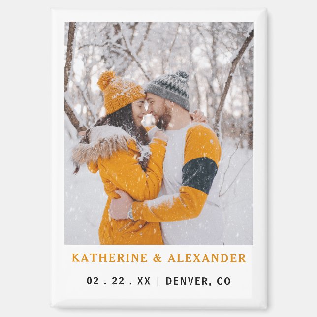 Elegant Simple Modern Photo Wedding Save The Date  Magnet (Front)