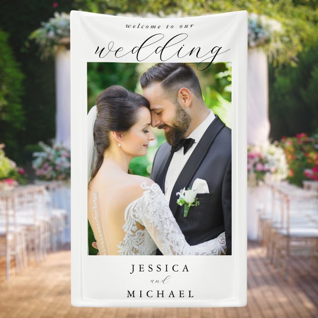 Elegant Simple Modern Photo Wedding Welcome Banner (Creator Uploaded)