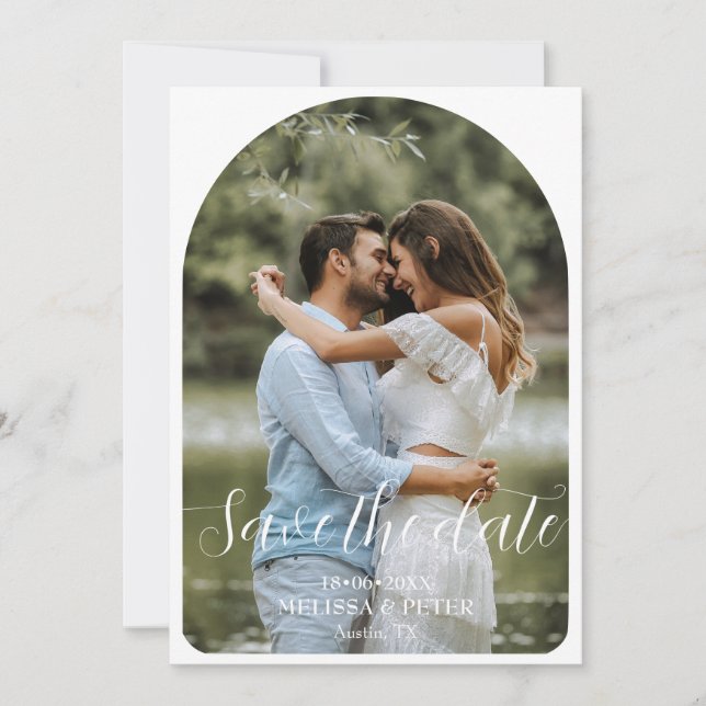 Elegant Simple Modern QR code Save The Date (Front)