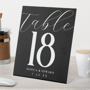 Elegant Simple Modern Table Number Black White Pedestal Sign