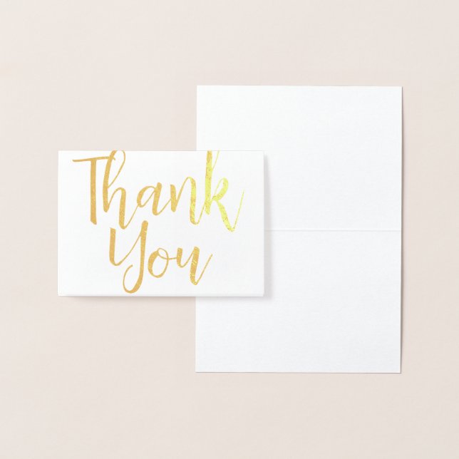 Elegant Simple Modern Traditional Gold Thank You Foil Card (Display)