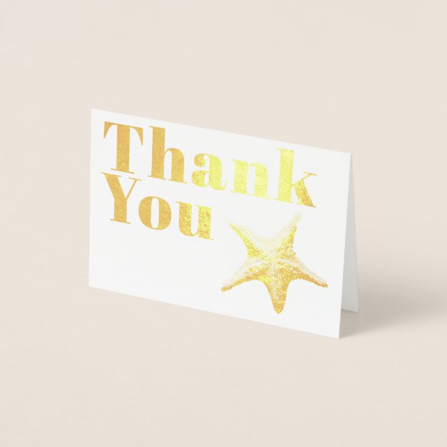 Elegant Simple Modern Traditional Gold Thank You  Foil Card (Front)