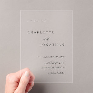Elegant Simple Modern Wedding Acrylic Invitations