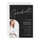 Elegant simple modern white black photo graduation