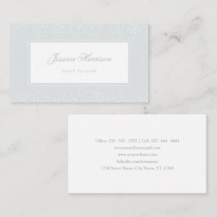 Elegant Simple Monogram Blue Grey White Confetti Business Card