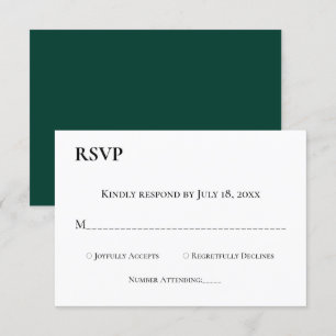 Elegant Simple Monogram Green Modern Wedding RSVP Card