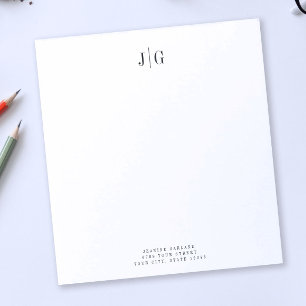 Elegant Simple Monogram Minimalist Letterhead Notepad