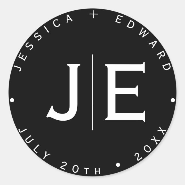 Elegant Simple Monogram Modern Chic Minimal Script Classic Round Sticker (Front)