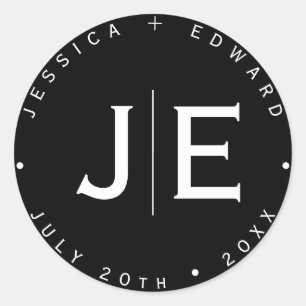 Elegant Simple Monogram Modern Chic Minimal Script Classic Round Sticker