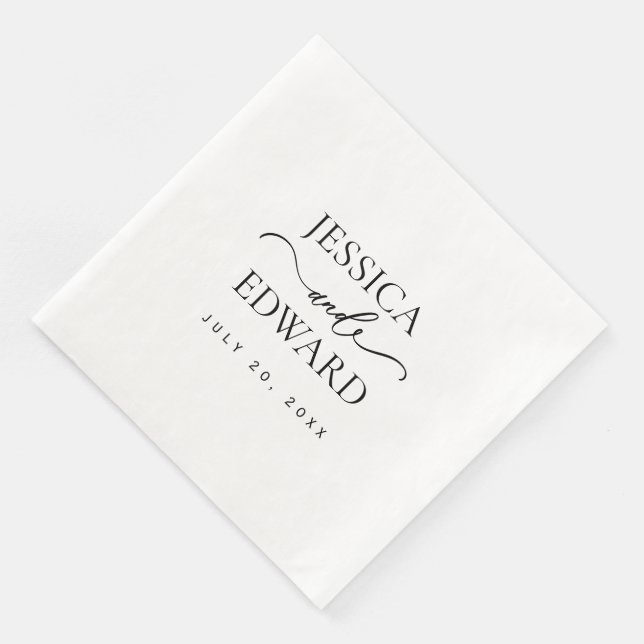 Elegant Simple Monogram Modern Chic Minimal Script Napkin (Corner)