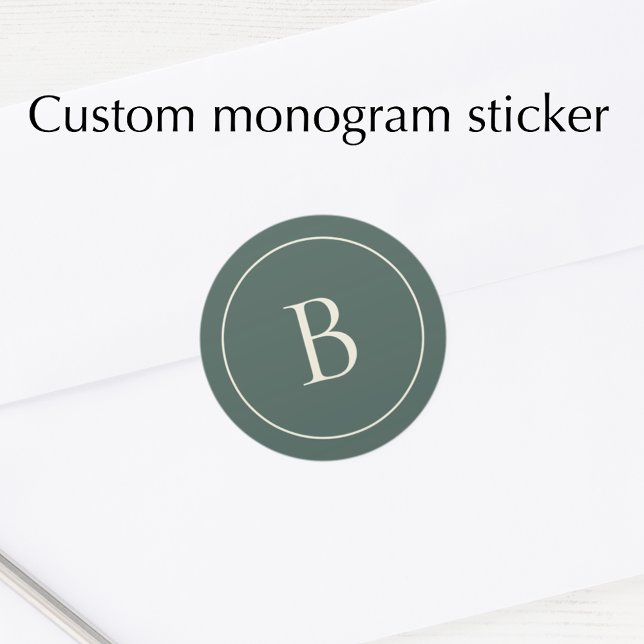 Elegant Simple Monogram Pine Green Envelope Seal (Add your initial for a stylish pine green monogram sticker. A classy Christmas envelope seal.
)