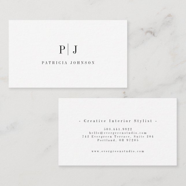 Elegant Simple Monogram Professional  Minimalist Business Card (Front/Back)