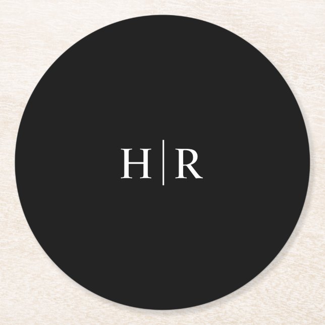 Elegant Simple Monogram Round Paper Coaster (Front)