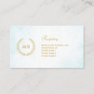 Elegant Simple Monogram Turquoise Wedding Registry Enclosure Card