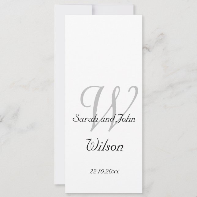 Elegant Simple Monogram Wedding Church Program Invitation (Front)